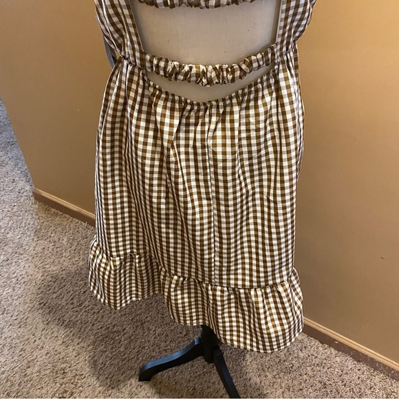 Speechless gingham brown/white open 2 strap above knee sundress NWT sz XXL - Picture 9 of 10